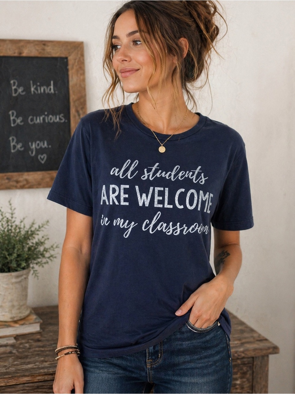 ✨ “All Students Are Welcome” Teacher Tee – Meaningful & Inspiring ✨